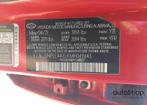 2021 Hyundai Elantra Se from USA, damaged, VIN 5NPLL4AGXMH049643